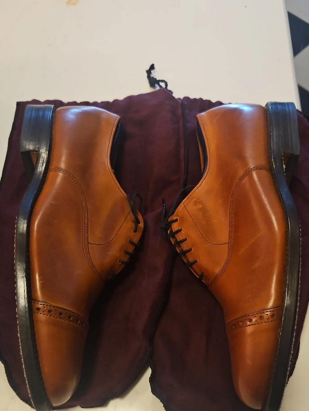 Allen Edmonds Tan Leather Cap-Toe Derby Shoes